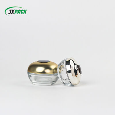 ظرف کرم شیشه‌ای لوکس با درب طلایی آبکاری شده – ظرف شیشه‌ای لوازم آرایشی ضد نشت و قابل سفارشی‌سازی